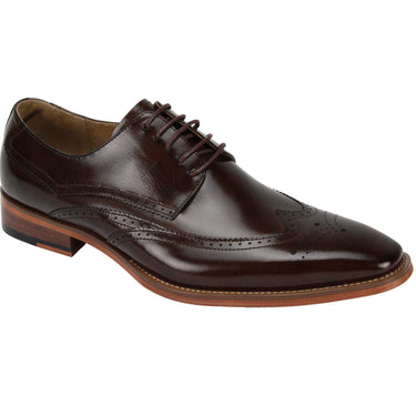 Giovanni Lincoln Genuine Leather Wingtip Mens Dress Shoe in Chocolate Brown