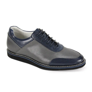 Giovanni Lorenzo Mens Leather Casual Dress Shoe in Grey / Navy #color_ Grey / Navy
