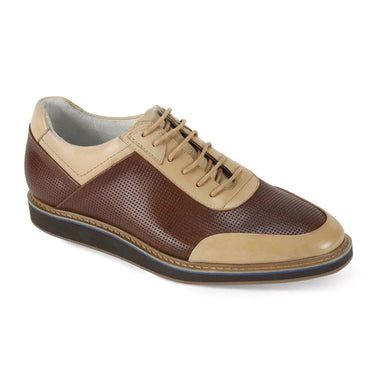 Giovanni Lorenzo Mens Leather Casual Dress Shoe in Brown / Natural #color_ Brown / Natural