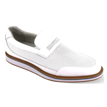 Giovanni Loyd Two Tone Leather Penny Loafer in White