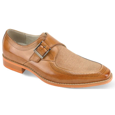 Giovanni Monte Genuine Leather Monk Strap Dress Shoes in Tan