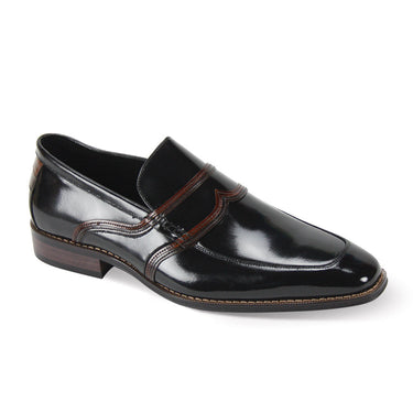 Giovanni Morris Leather Slip On Loafers in Black