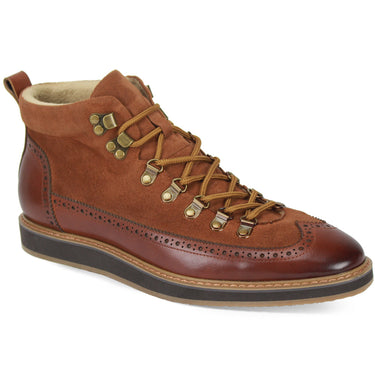 Giovanni Nelson Suede Lace Up Wingtip Dress Boot in Tan