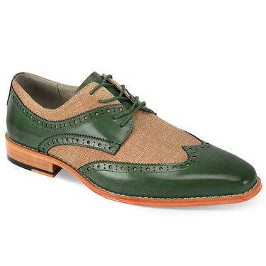 Giovanni Nico Wingtip Perforated Derby in Olive / Natural