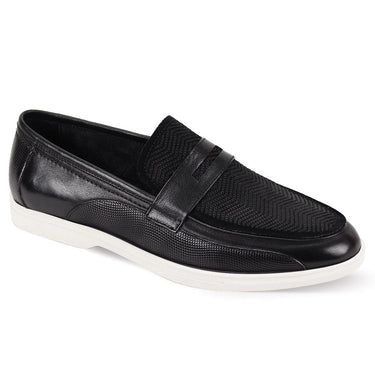 Giovanni Niles Leather Slip On Loafers in Black