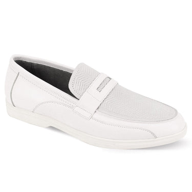 Giovanni Niles Leather Slip On Loafers in White