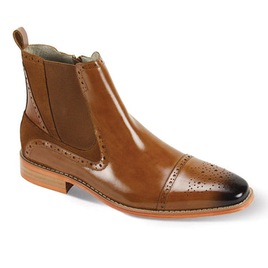 Giovanni Norton Leather Cap Toe Chelsea Boots in Tan #color_ Tan