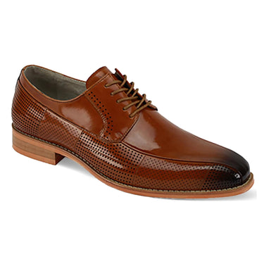 Giovanni Oliver Perforated Leather Derby in Tan #color_ Tan
