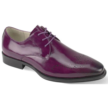 Giovanni Owen Lace Up Perforated Leather Oxford in Purple