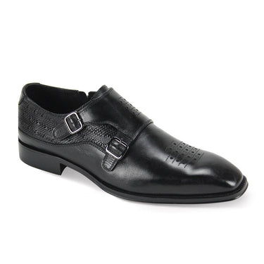 Giovanni Pacey Leather Double Monk Shoes in Black