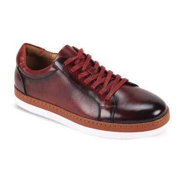 Giovanni Porter Genuine Leather Dress Casual Sneakers in Burgundy #color_ Burgundy