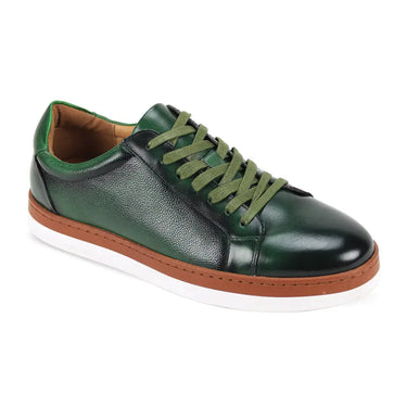 Giovanni Porter Genuine Leather Dress Casual Sneakers in Olive #color_ Olive