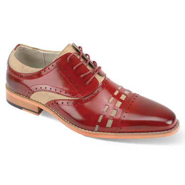 Giovanni Preston Genuine Leather Oxford Dress Shoes in Red / Natural
