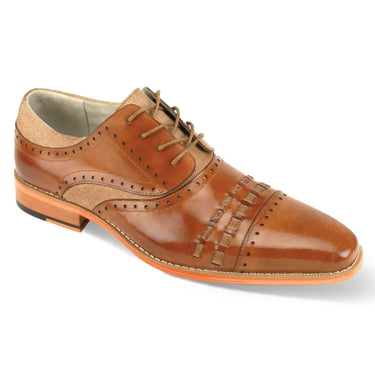 Giovanni Preston Genuine Leather Oxford Dress Shoes in Tan #color_ Tan