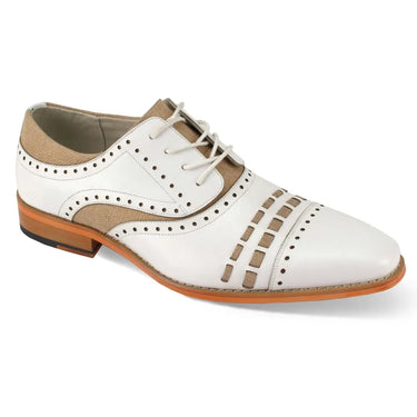Giovanni Preston Genuine Leather Oxford Dress Shoes in White / Natural
