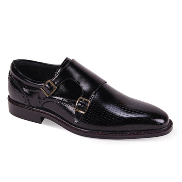 Giovanni Rocky Leather Double Monk Strap Oxfords in Black