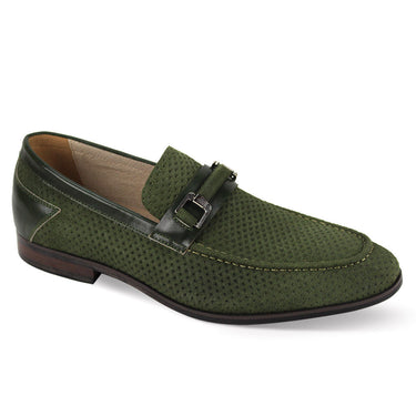 Giovanni Roman Suede Horse-Bit Loafers in Olive #color_ Olive