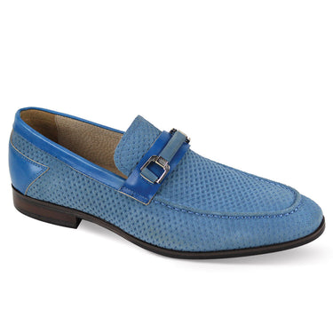 Giovanni Roman Suede Horse-Bit Loafers in Light Blue #color_ Light Blue