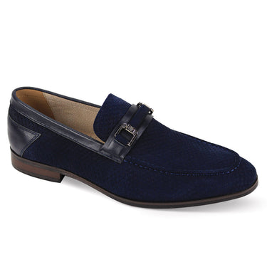 Giovanni Roman Suede Horse-Bit Loafers in Navy