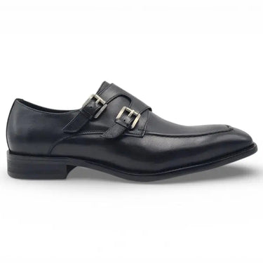 Carrucci Shoes Double Monk Strap Leather Loafer in Black