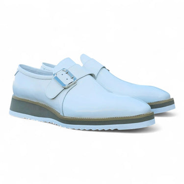 Carrucci Shoes Patent Leather Monkstrap Slip-On in White