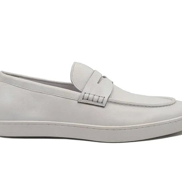 Carrucci Shoes Patina Burnished Penny Loafer Sneaker in White