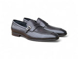 Carrucci Shoes Grant Brown Leather Buckle Loafer in Black