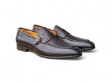 Carrucci Shoes Grant Brown Leather Buckle Loafer in Chestnut