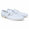 Carrucci Shoes Grant Brown Leather Buckle Loafer in White