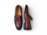 Carrucci Shoes Grant Brown Leather Buckle Loafer