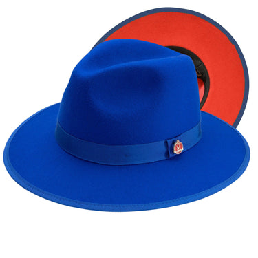 Montique Imperial Wide Brim Wool Red Bottom Fedora in Royal Red