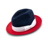 Montique Trilogy Pinch Front Wool Fedora in Navy Red