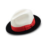 Montique Trilogy Pinch Front Wool Fedora in White Black