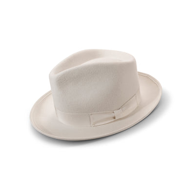 Montique Kingmaker Pinch Front Wool Fedora in White
