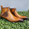 Hand Burnished Calfskin Lace-up Boot in Cognac #color_ Cognac