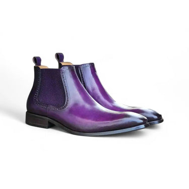 Hand Burnished Chelsea Boots in Purple