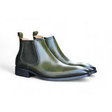 Hand Burnished Chelsea Boots in Olive