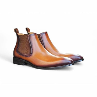 Hand Burnished Chelsea Boots in Cognac