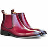 Hand Burnished Chelsea Boots in Red #color_ Red