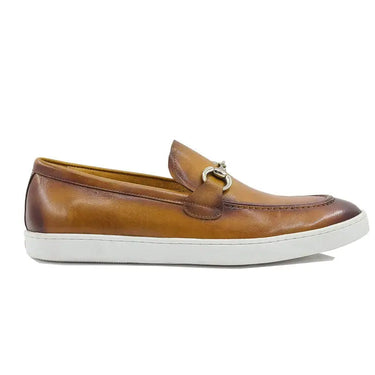 Horse Bit Fashion Leather Sneaker Loafer in Cognac
