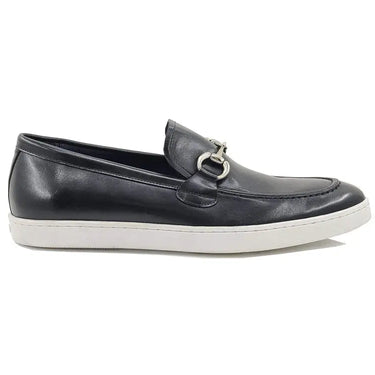 Horse Bit Fashion Leather Sneaker Loafer in Black