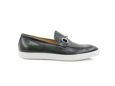 Horse Bit Fashion Leather Sneaker Loafer in Olive