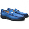Carrucci Shoes Horsebit Loafer Lug Sole Black in Sky Blue