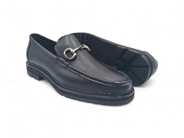 Carrucci Shoes Horsebit Loafer Lug Sole Black