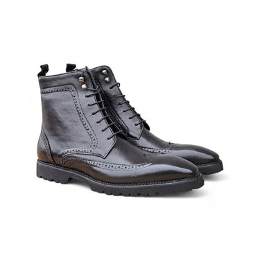 Hudson Wingtip Boot Lug Sole in Black