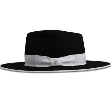 Bellissimo Stud in White on Black Fur Felt Fedora