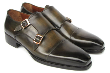 Paul Parkman Men's Goodyear Welted Double Monkstrap Shoes Green