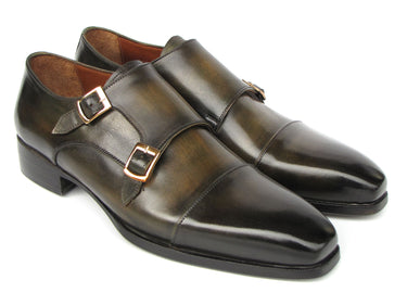 Paul Parkman Men's Goodyear Welted Double Monkstrap Shoes Green