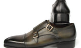 Paul Parkman Men's Goodyear Welted Double Monkstrap Shoes Green