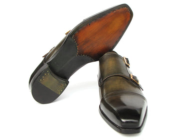 Paul Parkman Men's Goodyear Welted Double Monkstrap Shoes Green